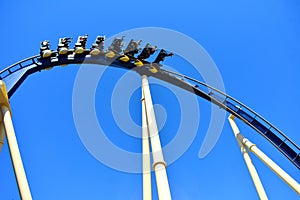 People enjoying speed and adrenaline offered by Montu Roller Coaster at Bush Gardens Tampa Bay.