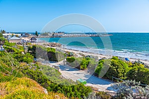 People are enjoying a sunny day at Bathers beach in Fremantle, Australia photo