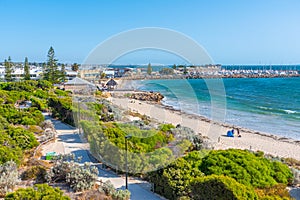 People are enjoying a sunny day at Bathers beach in Fremantle, Australia photo