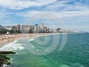 People enjoying a sunny day at the Leblon and Ipanema Beaches, Rio de Janeiro, Brazil.