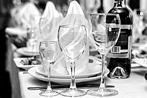 People event holiday official people person drink alcohol crockery black and white engagement honeymoon concept. Cropped close up