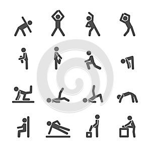 People exercise in fitness icon set, vector eps10