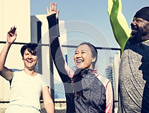 People exercising at fitness gym