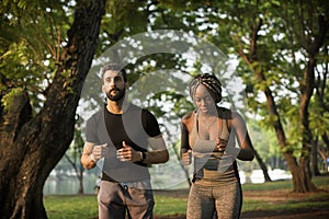 People exercising in a park