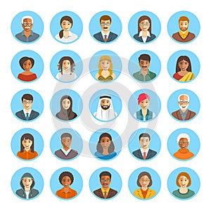 People faces avatars flat vector icons