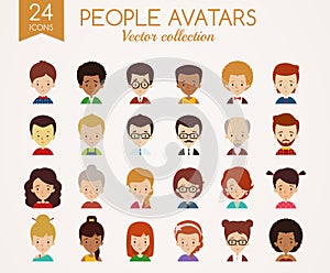 People faces. Set of vector avatars.