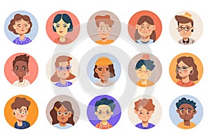 people faces. vector set