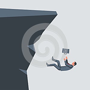 People falling cliff. Businessmen follow each other