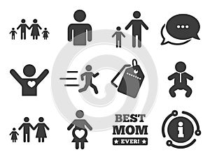 People, family icons. Maternity sign. Vector