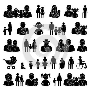 People and family icons set, eps10