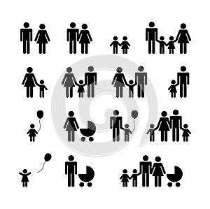 People Family Pictogram. Set