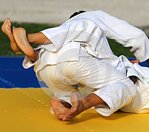 People fight with martial arts during the sporting event