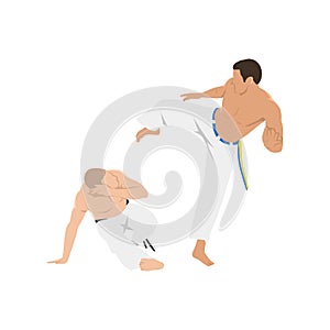 People fighting in Capoeira. Brazilian martial arts. Combat sport