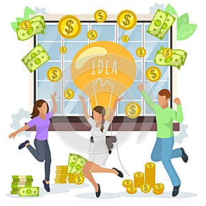 People financial investing in business idea or idea for making money concept vector illustration.