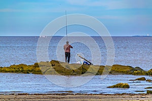 People Fishing at Breakwater, Montevideo, Uruguay