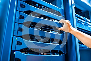 People fix server network in data room