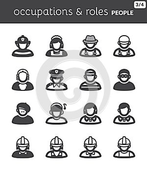 People flat icons. Occupations and roles