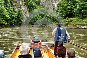 Rafting on the river of Dunajec in Pieniny range Poland and Slovakia.