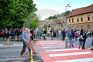 People at the folkloric Juni celebration in Brasov City