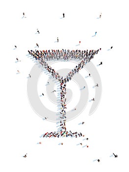 People in the form of a glass with martini.