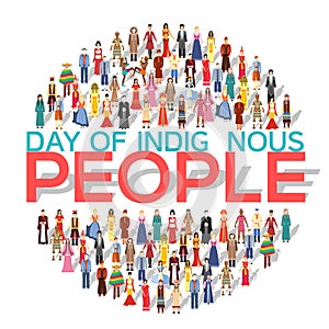 People Friendship. International Day of the World Indigenous Peoples. Vector flat circle concept illustration concept background photo