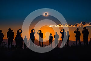 People Gazing at Solar Eclipse: Dramatic Sky and Shadows