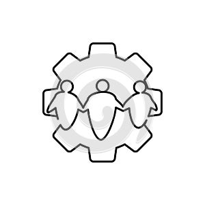 People gear machine Commitment Teamwork Together Outline Logo