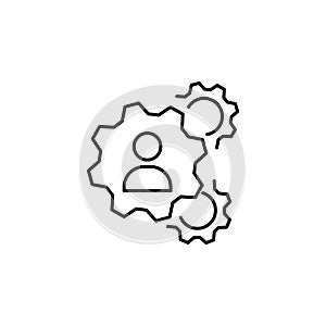 People, gear, production icon. Element of business people icon for mobile concept and web apps. Thin line People, gear, production