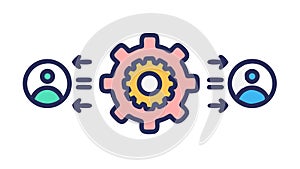 People and gears, organizational structure, human resources, teamwork, vector design Generative AI