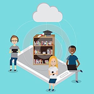 People in Generation Z with mobile education cloud technology .