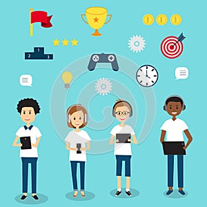 People in Generation Z with mobile education gamification techn