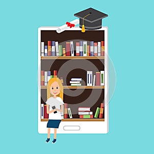 People in Generation Z with mobile education technology .illust