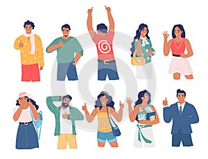 People gesturing to show consent, vector flat isolated illustration