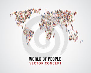 People global connection, earth population on world map vector concept