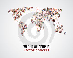 People global connection, earth population on world map vector concept photo
