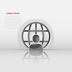 People global icon in flat style. World communication vector illustration on white isolated background. Cooperation business