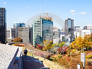 People go to city district in Namsan Park in Seoul