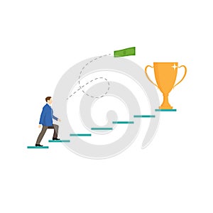 People go to their goal up the stairs, move up motivation, the path to the target`s achievement. Career rise to success - Vector photo