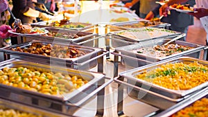 People group catering buffet food indoor in luxury restaurant photo