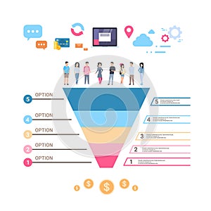 People group data cloud synchronization business timeline process chart infographics funnel template used for