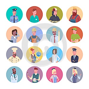 People Group Different Occupation Icons Set Workers Profession Collection