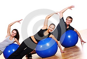 People group doing fitness exercises