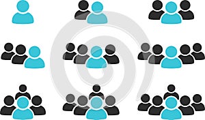 People group flat icons as concept of targeting and focusing on target customer