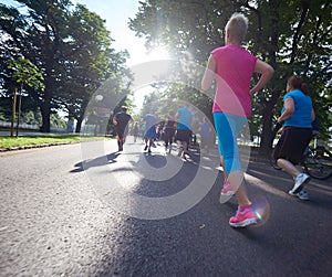 People group jogging