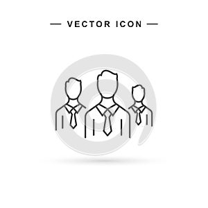 People group line icons. Men teamwork, working together concept. Vector icon
