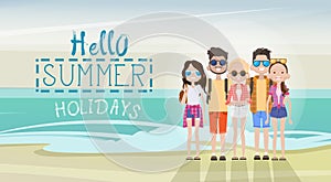 People Group On Summer Beach Vacation Concept Seaside Tropical Holiday Banner