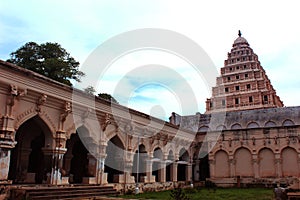 People hall with bell tower of the thanjavur maratha palace