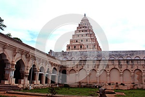 People hall with bell tower of the thanjavur maratha palace