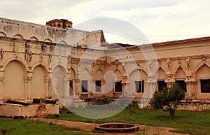 People hall ornamental wall in the thanjavur maratha palace