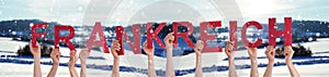 People Hands Building Word Frankreich Means France, Winter Background photo